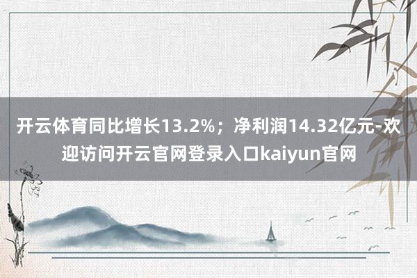 开云体育同比增长13.2%；净利润14.32亿元-欢迎访问开云官网登录入口kaiyun官网